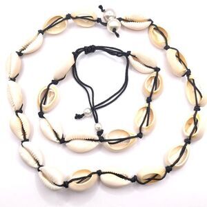 Natural Beach Cowrie Shell Necklace and Bracelet Set
